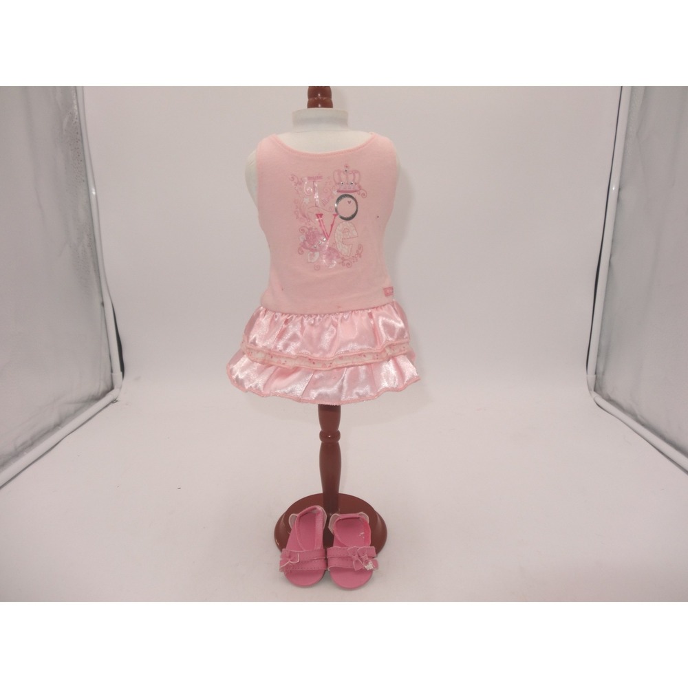 American Girl Doll Pink Love Dress Outfit with Sandals 2014-2017